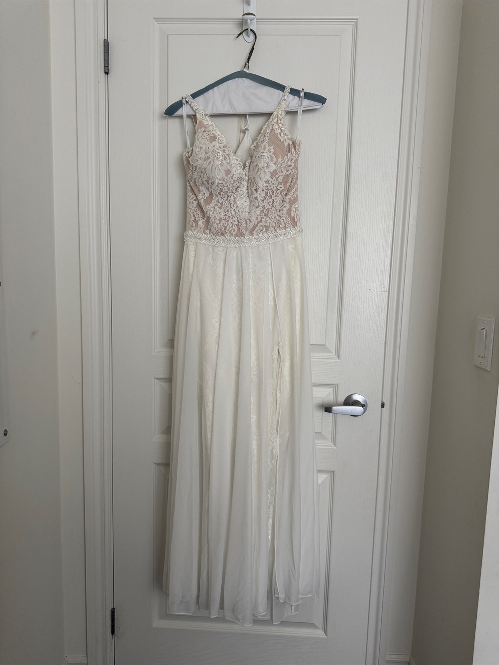 Allure Bridals Ivory and Nude Lace A-Line Wedding Dress